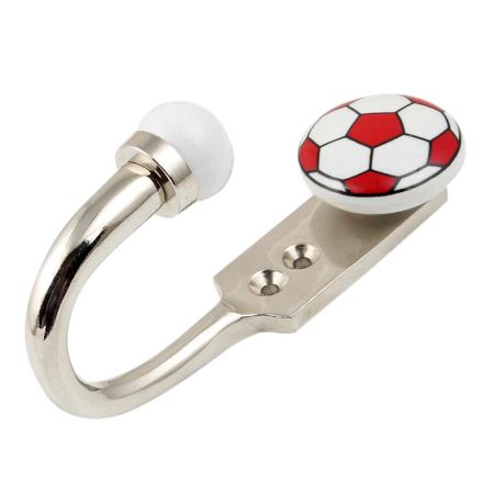 Red Football Pattern Ceramic Hook